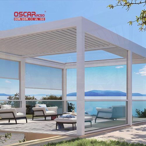 Large Retractable Bioclimatic Pergola Outdoor Patio Garden Restaurant Use Retractable Pergola