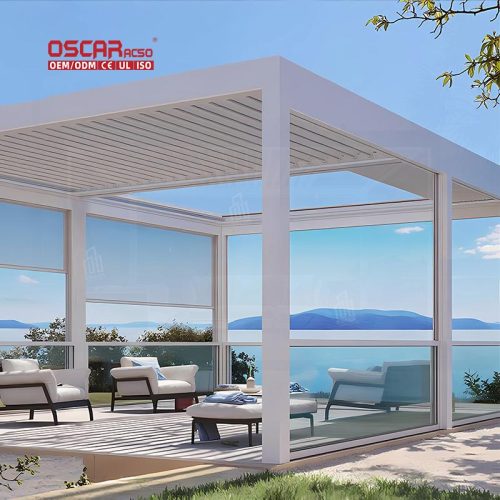 Aluminium Louvered Canopy Covers Outdoor Patio Garden and Backyard Gazebo and Pergola Retractable Pergola