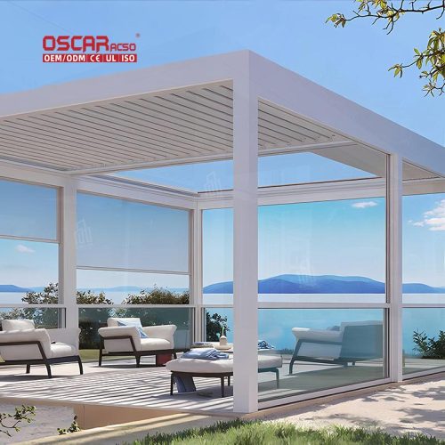 Waterproof Remote - Controlled Aluminium Outdoor Shade Structure Garden Patio Balcony Retractable Pergola