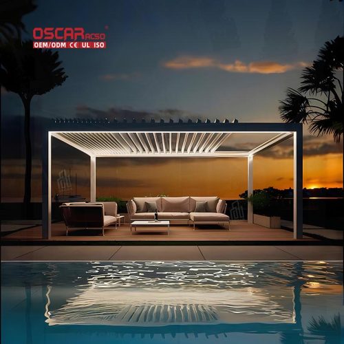 Blocking Elegant Stylish Outdoor Canopy Patio Shelter For Garden Backyard Poolside Alum Outdoor Pergola Retractable Pergola