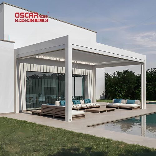 Outdoor Villa Garden 3X3M 3X4M Sunshade Aluminum Bioclimatic Louvered Roof Canopy Courtyard Terrace Patio Retractable Pergola