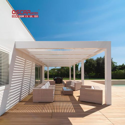 Aluminum Louvered Roof with Dimmable Rgb Lighting Luxury Bioclimatic Pergola System Garden Patio Balcony Retractable Pergola