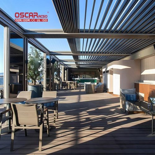 Waterproof Remote - Controlled Aluminium Patio Shelter For Garden Balcony Backyard Outdoor Shade Structure Retractable Pergola