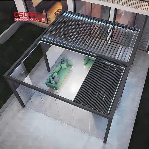 Aluminum Pergola 4X6M Set Adjustable Ventilation Modern Design Outdoor Patio Garden Backyard Shading Retractable Pergola