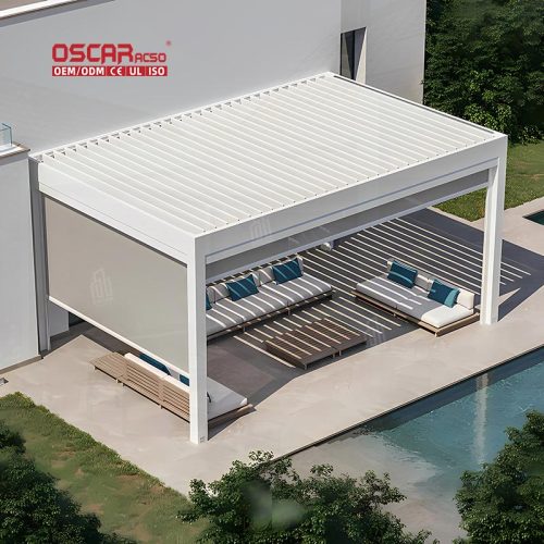 Waterproof Aluminum Coverings Electric Opening Electric Pergola Garden Patio Backyard Outdoor Shading Retractable Pergola