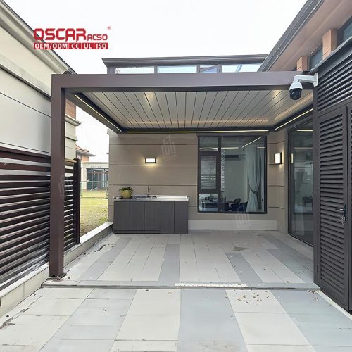 Customized Aluminium Alloy Louvered Outdoor Remote - Controlled Roof Garden Gazebo Patio Backyard Terrace Retractable Pergola