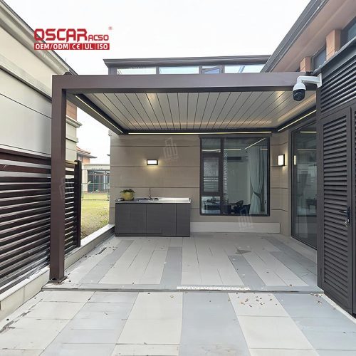 Aluminum Bioclimate Pergola with Roof Top Window Garden Patio Backyard Outdoor Shading and Ventilation Retractable Pergola