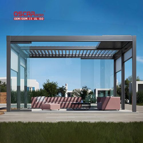 3X3 Garden Bioclimatic Aluminium Automatic Pergola Roof System Backyard Patio Lawn Retractable Pergola