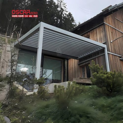 Adjustable Motorized Aluminium Sun Shade Bioclimatic Roof Slats Outdoor Patio Garden Balcony Retractable Pergola