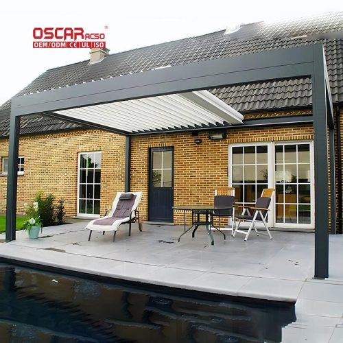 Motorized Bioclimatic Adjustable Outdoor 3X4 Aluminum Structure with Roof Louver Garden Patio Backyard Retractable Pergola