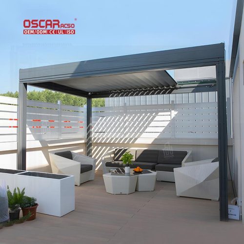 Waterproof Louvers Electric Vine Trellis Luxury Smart All - in - One Gazebo Garden Outdoor Patio Retractable Pergola