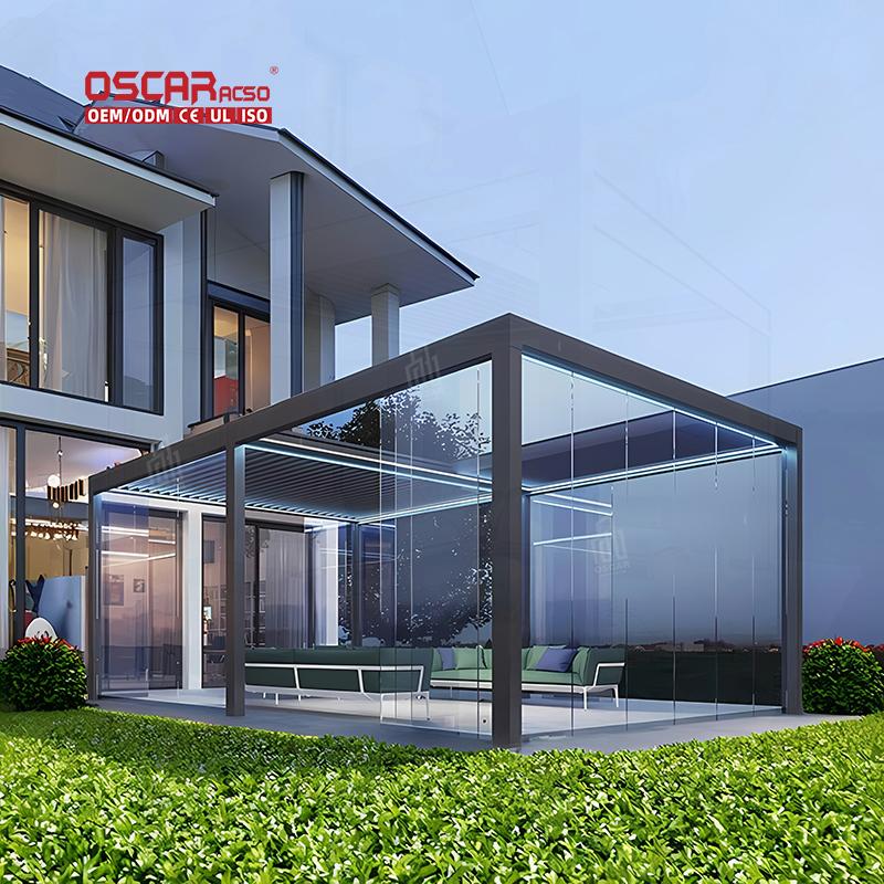 Zippering Rooof Controlled Opening Roof Louver Bioclimatic Aluminum Pergola With Zipper ...