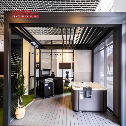 Motorized Adjustable Aluminium Louver Pergola Backyard Patio Garden Outdoor Terrace Retractable Pergola