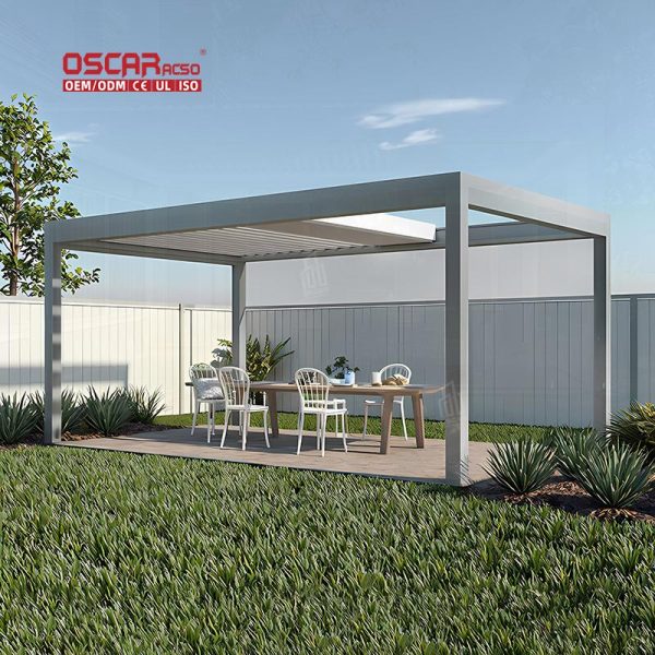 Waterproof 3X3M New Design Modern Outdoor Manual Gazebos Aluminum Pergola Roof Garden Patio Backyard Retractable Pergola