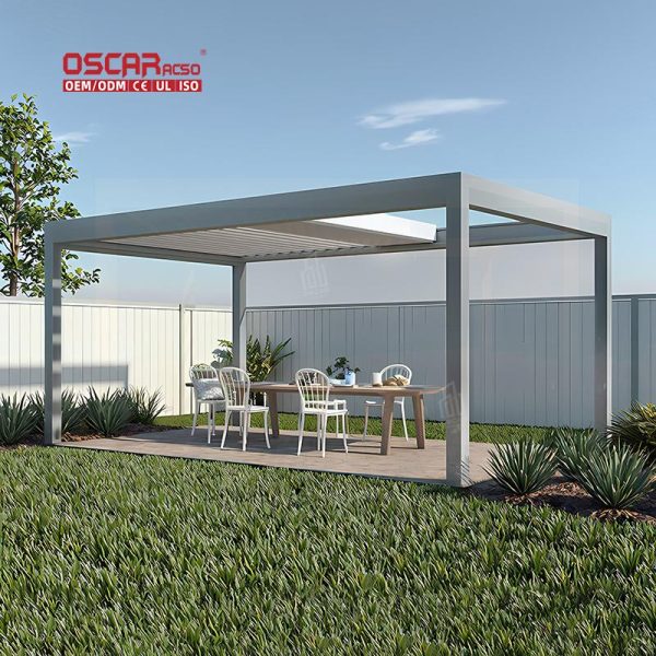 Outdoor Bioclimatic Louvered Roof System Kit Gardens Patios and Balconies Aluminum Metal Pergola Retractable Pergola