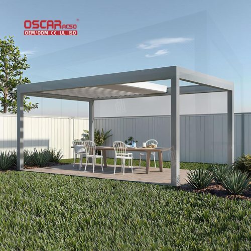 Motorised Aluminum Pergola Backyard Patio Outdoor Kitchen Eco  Friendly Sustainable Customized Covers Retractable Pergola