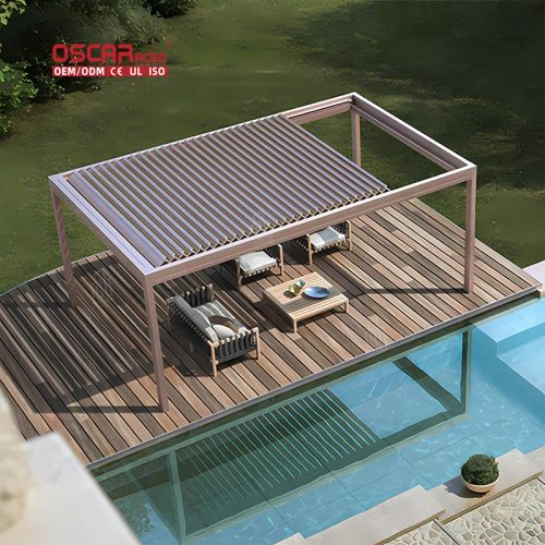 Hot Sale Remote Control Automatic Waterproof Outdoor Aluminium Pergolas Garden Sun Louver Bio Climate Use Retractable Pergola