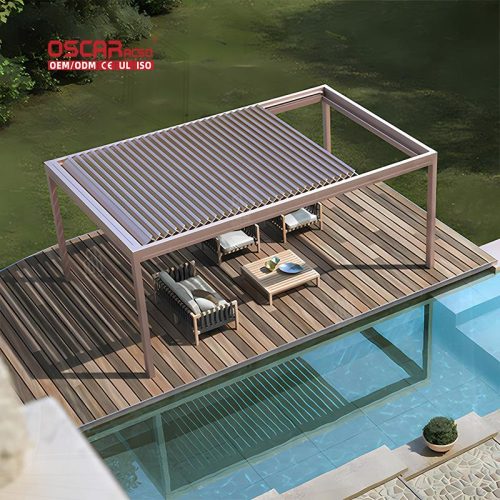 High Quality Customized Waterproof Motorized Outdoor Aluminium Louvered Roof Pergola Garden Patio Backyard Retractable Pergola