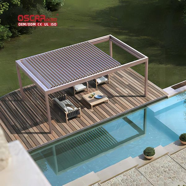 Blades Fully Automatic Sliding Folding Aluminium Outdoor Electric Retractable Shade Garden Patio Poolside Retractable Pergola