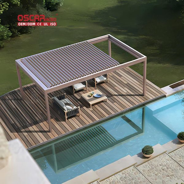 Outdoor Garden Waterproof Motorized Sun Cover Aluminum Pergola Patio Balcony Backyard in Shanghai Retractable Pergola