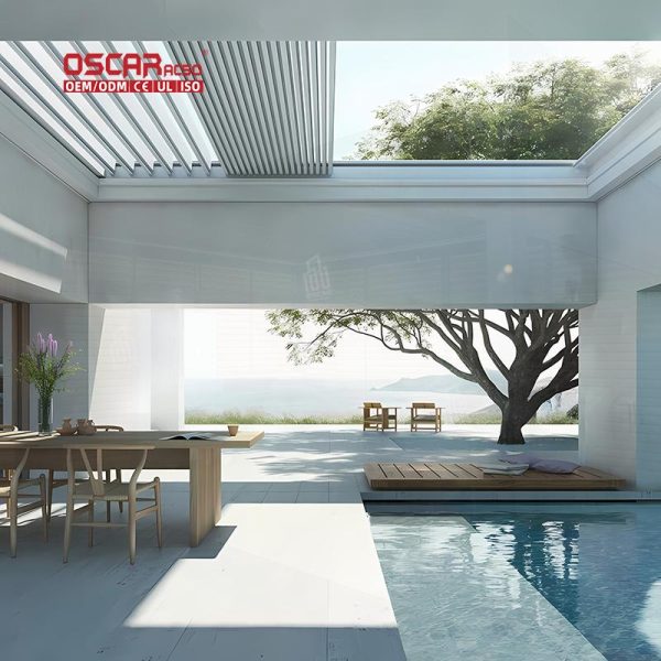Waterproof Motorized Aluminium Louvre Verandah Cover Patio Commercial Pergola Outdoor Space Event Area Retractable Pergola