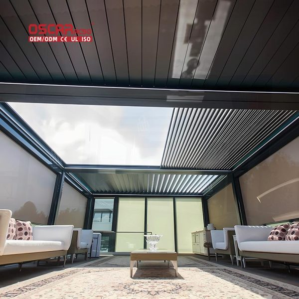 2021 New Aluminum Arches Arbours Pergolas with Linear Led Lights Outdoor Garden Patio Decoration Retractable Pergola