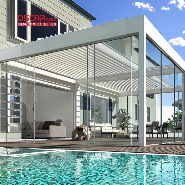 Customized Remote – Controlled Waterproof Aluminium Canopy Pavilion Garden Patio Backyard Retractable Pergola