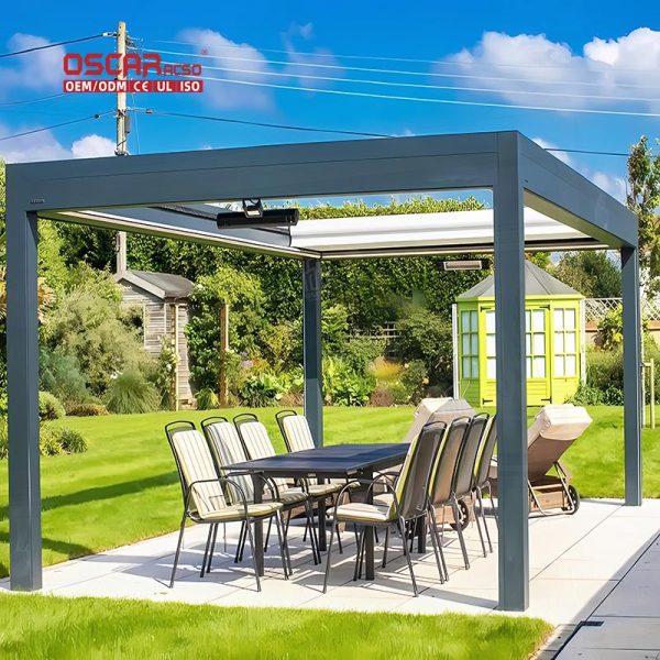 Waterproof Motorized Outdoor Aluminum Louvered 3X3M 3X4M Bioclimatic Pergola Garden Patio Backyard Retractable Pergola