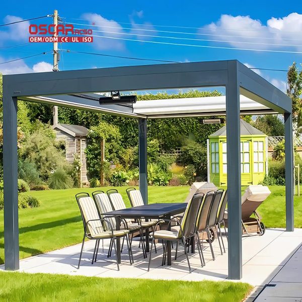 Louvered Roof Gazebo Resistant To Strong Winds Metal Bioclimatic Aluminum Pergola Garden Patio Balcony Retractable Pergola