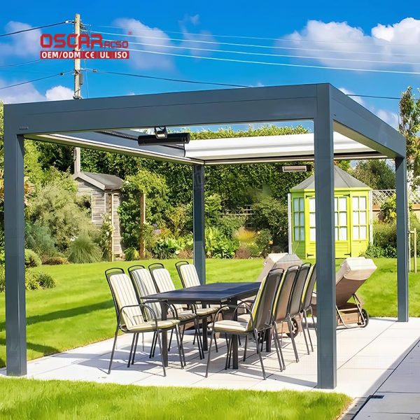 Waterproof Motorized 3X3M 3X4M Aluminum Louver Outdoor Patio Bioclimatic Pergola Garden Backyard Deck Retractable Pergola