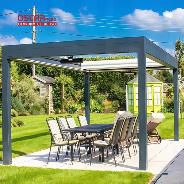 3X4M Outdoor Sun Shade Waterproof Garden Pergola Awning Remote Controlled Eco Friendly Patio Balcony Terrace Retractable Pergola