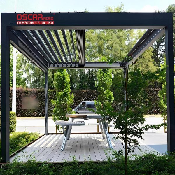 Rainproof Adjustable Aluminum Electric Louver Garden Patio and Backyard Outdoor Spaces Retractable Pergola