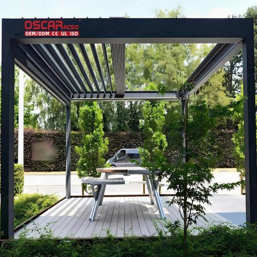 Waterproof Adjustable Motorized Backyard Patio Garden Louvre Roof Gazebo Outdoor Relaxing Entertaining Retractable Pergola
