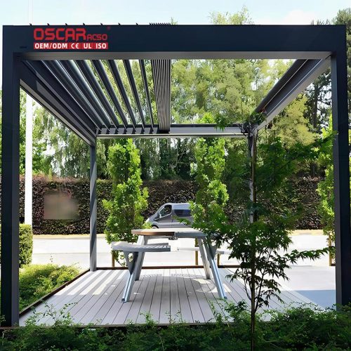 Roof Louver Waterproof Aluminum Gazebo Canopy Garden Patio Backyard Outdoor Shading and Ventilation Retractable Pergola