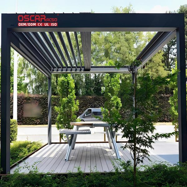Roof Louver Waterproof Aluminum Gazebo Canopy Garden Patio Backyard Outdoor Shading and Ventilation Retractable Pergola