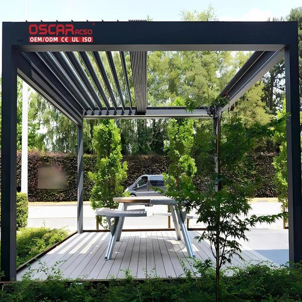 High Quality Modern Waterproof Aluminum 3X3M Electric Opening Pergola Coverings Garden Patio Backyard Retractable Pergola