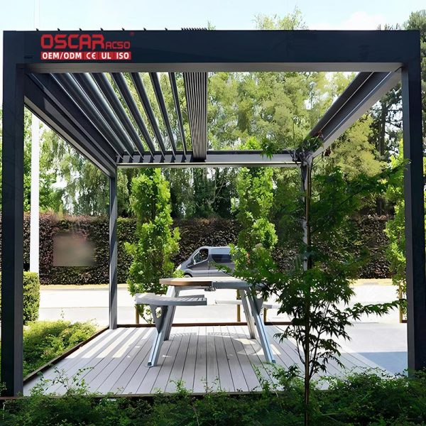 3X3 3X4 4X4 6X4 Modern Outdoor Remote Control Bioclimatic Aluminum Louver Pergola Gardens Patios Backyards Retractable Pergola