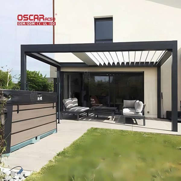 4X4 4X5 Waterproof Bioclimatic Louvered Aluminum Pergola Ideal Garden Patio Backyard Outdoor Shelter Retractable Pergola