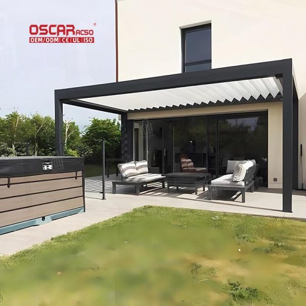 Modern Motorised Aluminium Outdoor Arbours and Arches Wedding Backyards and Gardens Retractable Pergola