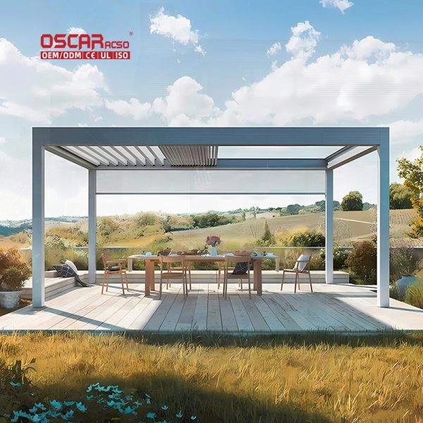 Outdoor Aluminium Pvc Zipped Curtains Pergola Columns Veranda Roof Canopy Ideal Patio Garden Balcony Retractable Pergola