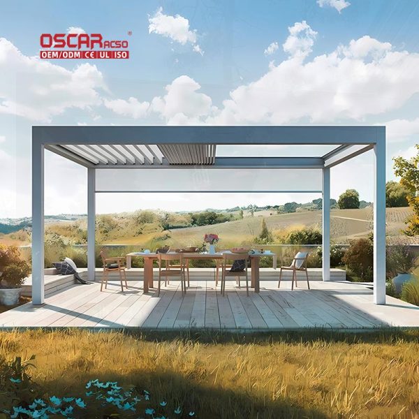 Customizable Aluminum Louvered Roof Bioclimatic Garden Shade Patio Backyard Outdoor Retractable Pergola