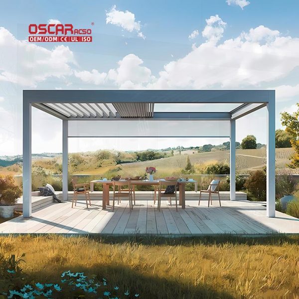 Remote – Controlled Waterproof Aluminium Outdoor Structure Garden Patio Balcony Retractable Pergola