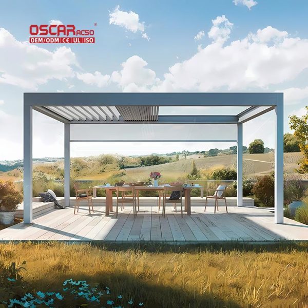 Pergola with Automatic Rain  Sensing Roof Hotel Garden Patio Backyard Luxury Stylish Pergola Canopy Retractable Pergola