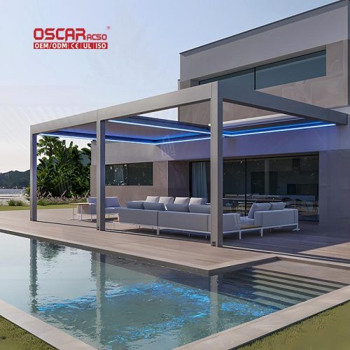 Modern Luxury Waterproof Aluminum Opening Roof Louver Gazebo Patio Backyard Garden Retractable Pergola