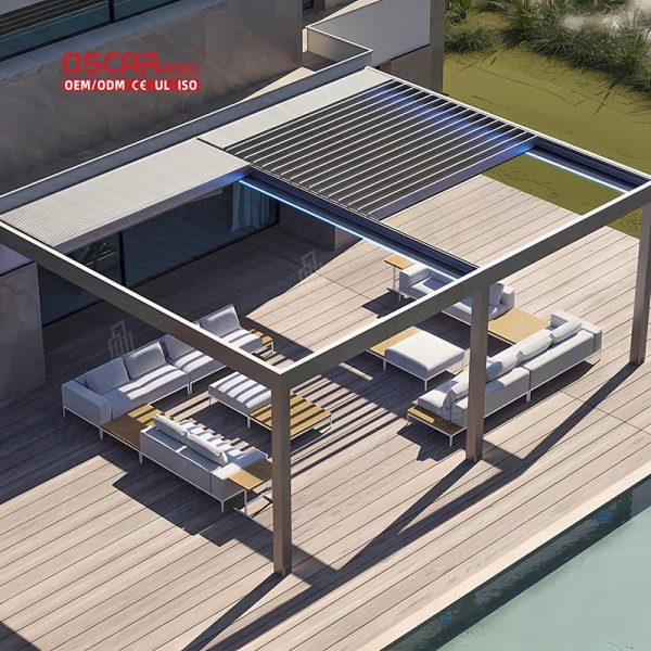 Hot Selling Wind Resistant Outdoor Shading Structure with Contemporary Aesthetic Garden Patio Backyard Retractable Pergola