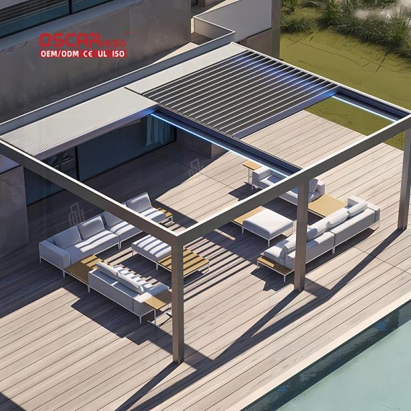 Louvered Aluminium Pergola Shade Roof Balcony Patio Garden with Adjustable Function and Stylish Design Retractable Pergola
