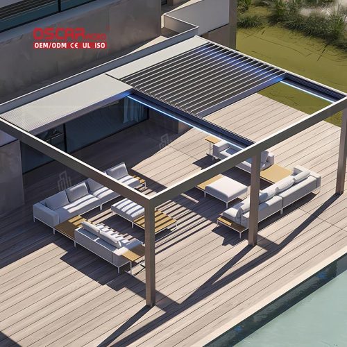 Outdoor Patio Motorized 100% Waterproof Pergola Leisure Garden and Relaxing Outdoor Spaces Retractable Pergola