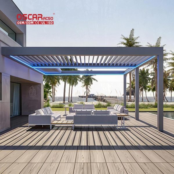 4X6 Latest Design Powder Coating Modern Louvered Roof Aluminium Structures Garden Patio Backyard Retractable Pergola