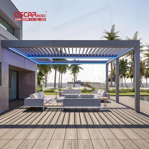 Louvered Pergolas Electric Louvred Roof Garden Gazebo Metal Greenhouses For Backyard Patio Balcony Retractable Pergola