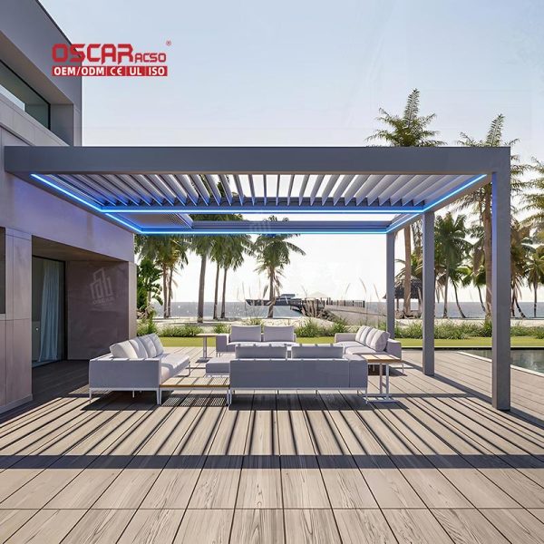 Modern Customized Aluminum Louvered Outdoor Gazebo Garden Patio and Backyard Retractable Pergola